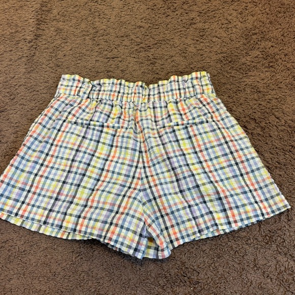 2 FOR $20 LOFT Ann Taylor Plaid Paper Bag Shorts High Rise Pleated Colorful M - Picture 4 of 8